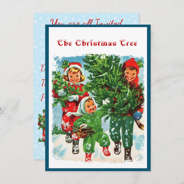 Convites Obtendo A Árvore De Natal (Frente/Verso)