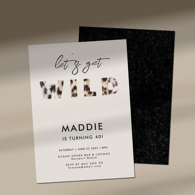 Convites Obter Leopardo Selvagem Leopard Letters Elegante a (lets get wild 40th birthday party invitation for women fur letters elegant classy minimalist modern)