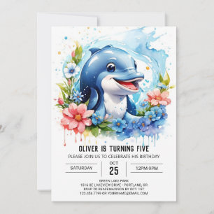 Convites Ocean Animal Fantasy Dolphin Birthday