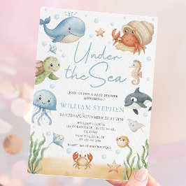Convites Ocean Animals Under The Sea Baby Shower