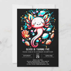 Convites Ocean Axolotl Digital Birthday