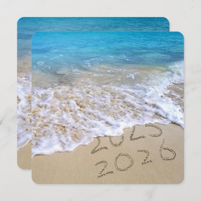 Convites Ocean Beach 2025 Festa de Ano Novo (Frente/Verso)