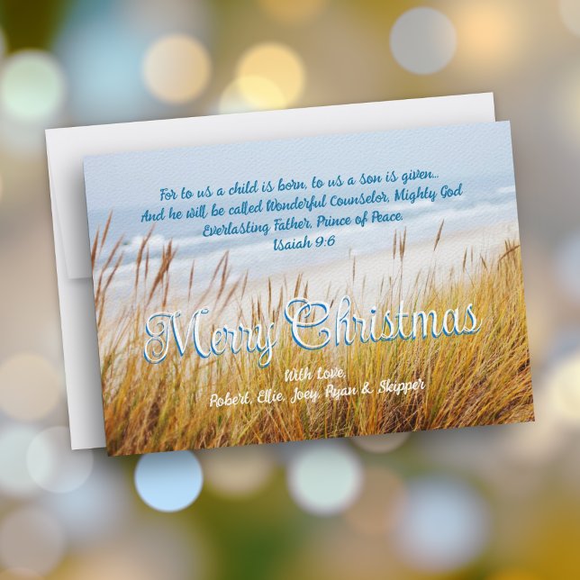 Convites Ocean Beach Dunes Merry Christmas Christian Cards (Criador carregado)