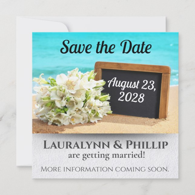Convites Ocean Beach Salvar o Casamento de Data (Frente)