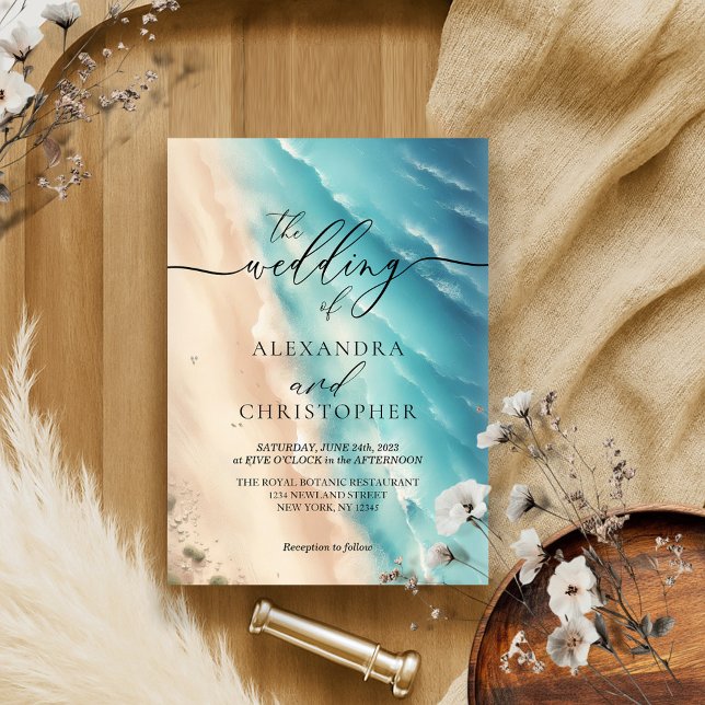 Convites Ocean Beach Watercolor Summer Signature (Criador carregado)