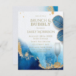 Convites Ocean Blue e Dourado Agate Brunch e Bubble