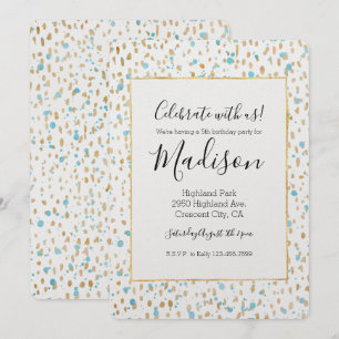 Convites Ocean Blue Sand Dots Watercolor Aniversário