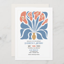 Convites Ocean & Coral Sand Abstract Floral Boho Wedding