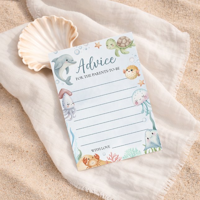 Convites Ocean Creatures Baby Shower Advice Card (Criador carregado)