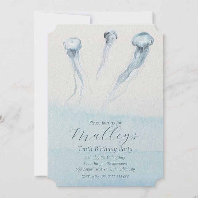 Convites Ocean Jellyfish Number Aniversário (Frente)