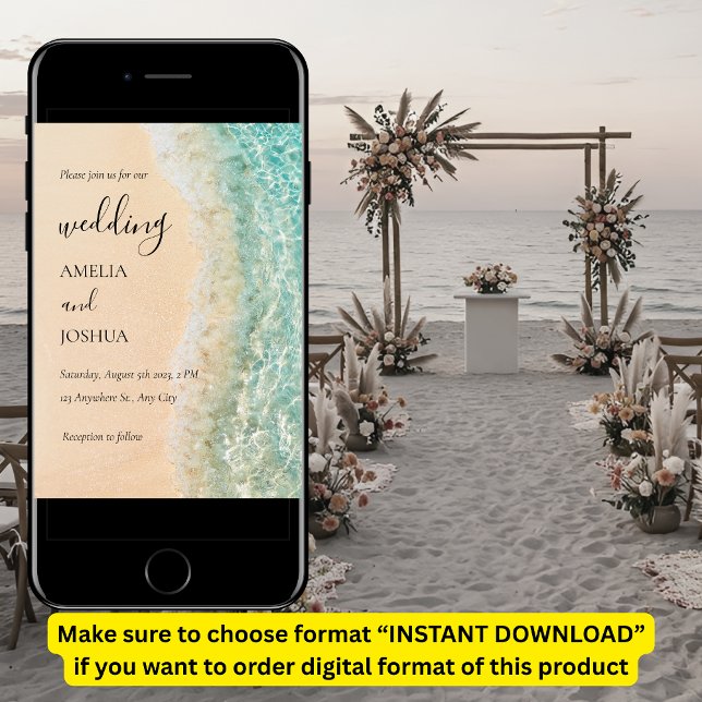 Convites Ocean Summer Blue Beach White Sand Festa de casame (Criador carregado)