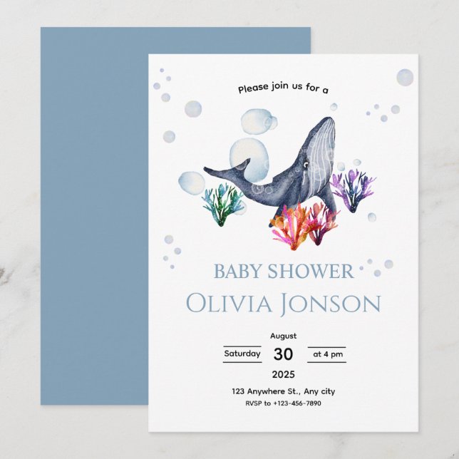 Convites Ocean Theme Baby Shower Invite (Frente/Verso)