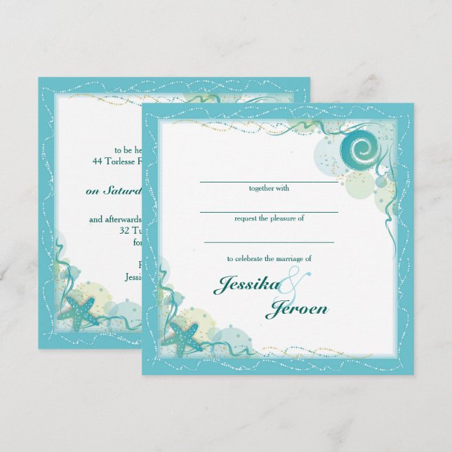Convites Ocean Theme Wedding invitation (Frente/Verso)