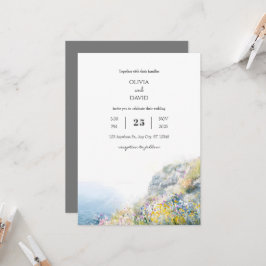 Convites Ocean View Wildflower Clifftop Beach Casamento