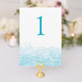 Convites Ocean Waves Beach Weding Aqua Blue Table Number