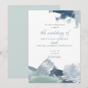 Convites Oceano Azul Dusty de Brushstrokes Moderno