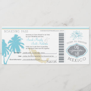Convites Oceano Azul Palm Árvore México Casamento Embarcand