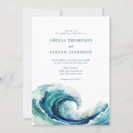 Convites Oceano de Aquarela | Casamento Marinho Azul