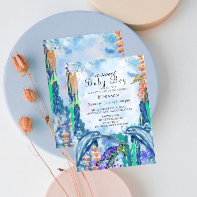 Convites Oceano de CoresMar de CoresConvite para Bebê (Criador carregado)