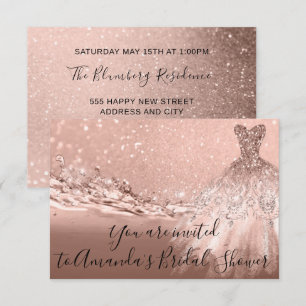 Convites Oceano Dourado cor-de-rosa do brilho do vestido do