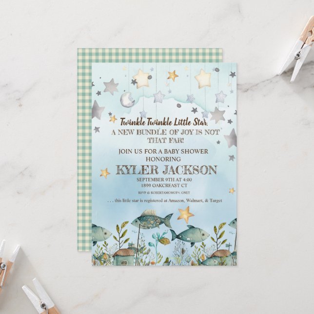 Convites Oceano Estrelado de Twinkle (Frente/Verso In Situ)