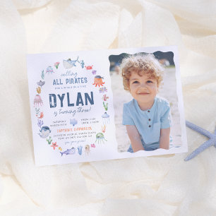 Convites Oceano Pirata Sob A Foto De Aniversário Dos Menino