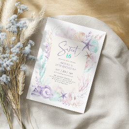 Convites Oceano sob o mar Sereia Doce 16 Aniversário