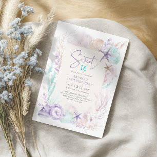 Convites Oceano sob o mar Sereia Doce 16 Aniversário