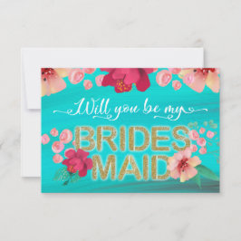 Convites Oceano Tropical Dourada Você será minha dama de ho