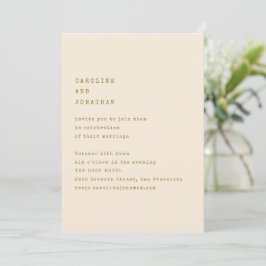 Convites Ochre Cream Typewriter QR Code Wedding Modern
