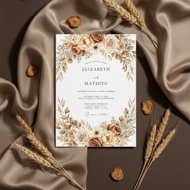 Convites Ochre Earthy Botanical Wedding (Criador carregado)