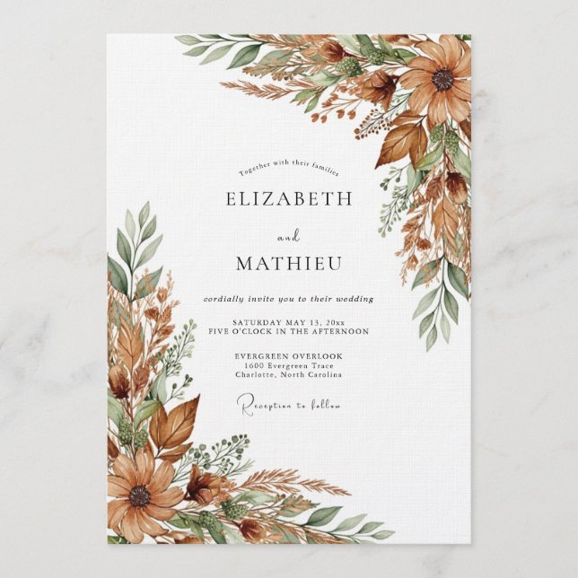 Convites Ochre Rustic Woodland Wedding (Frente)