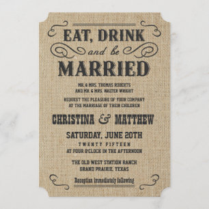 Convites ocidentais do casamento do país rústico