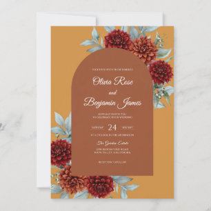 Convites Ocre Terracota Casamento Dahlia