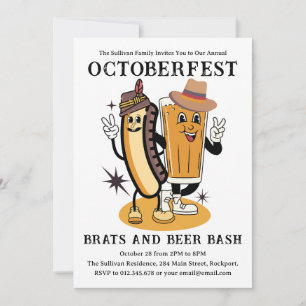 Convites Octoberfest Brats e Beer Fall Party Retro