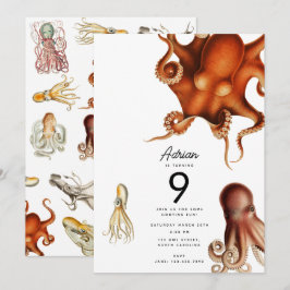 Convites Octopus Cephalopope Oceano Animais Aniversário