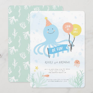 Convites Octopus Cute Sob O Mar