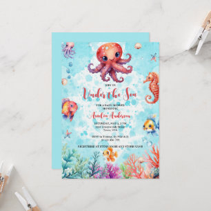 Convites Octopus Cuto Sob O Mar Cria Chá de fraldas