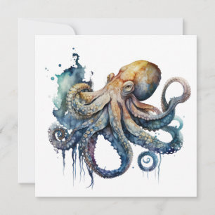 Convites Octopus de Aquarela