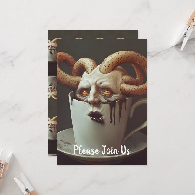 Convites Octopus de café surreal (Frente/Verso In Situ)