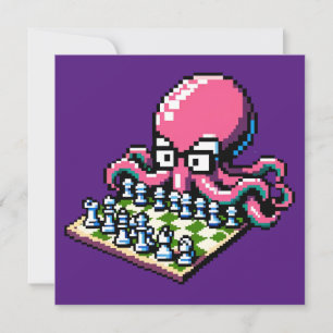 Convites Octopus Mestre de Xadrez - Estratégia Engraçada de
