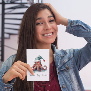 Convites Octopus Natal, personalizável