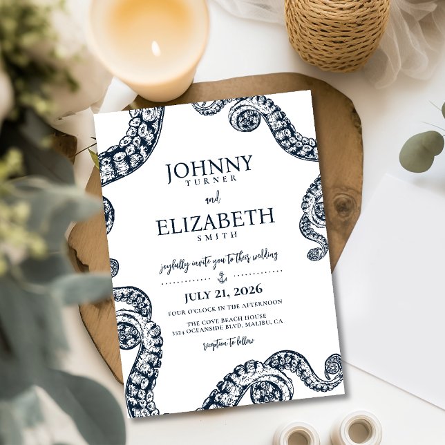 Convites Octopus Náutico marinho Tentacle Weditation Invita (Criador carregado)