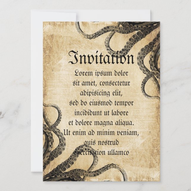 Convites Octopus Vintage (Frente)