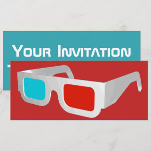 Convites Óculos 3D Retro Gráfico