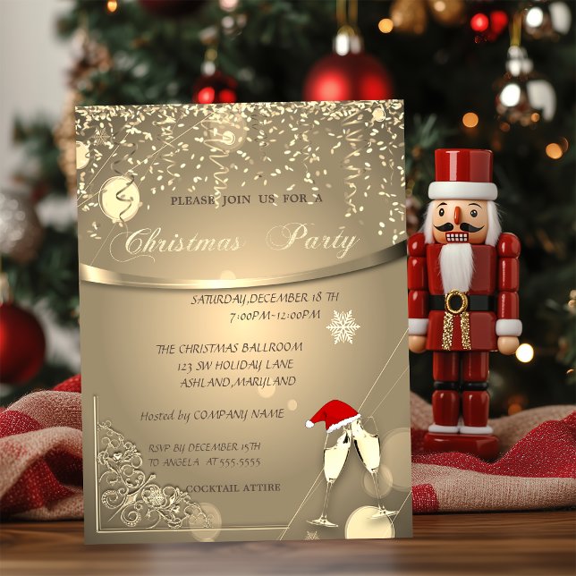 Convites Óculos,Chapéu de Papai Noel,Confetes Festa de Nata (Criador carregado)