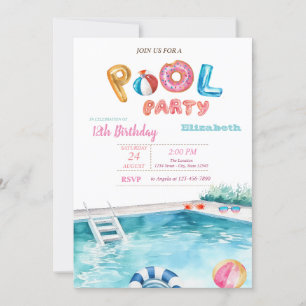 Convites Óculos de Flutuação na Piscina Festa de Aniversári
