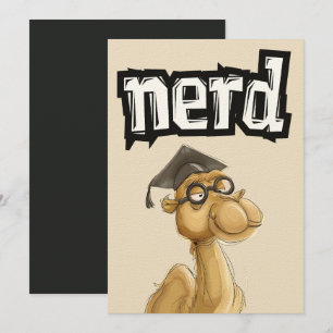 Convites Óculos de Nerd Engraçado Camel Geeky, Graduação Qu