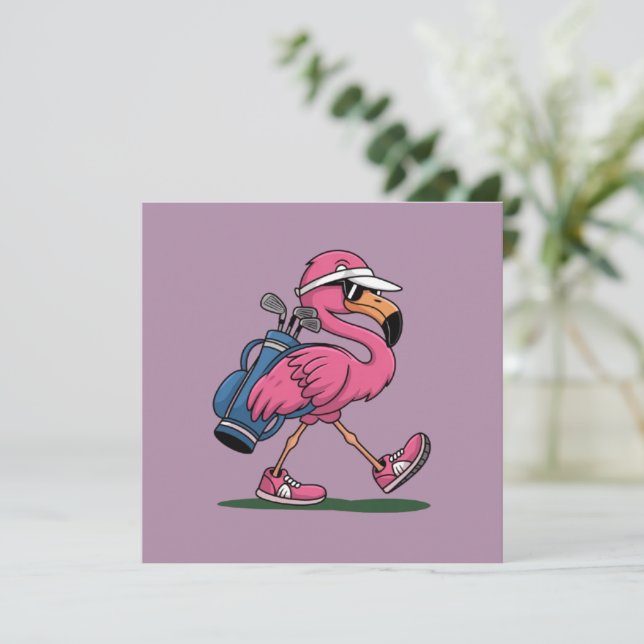 Convites Óculos de Sol de Golfe Ping Flamingo Amante de Gol (Em pé/Frente)