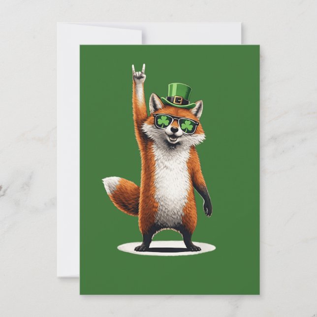 Convites Óculos de sol Shamrock Lucky Fox no dia de São Pat (Frente)